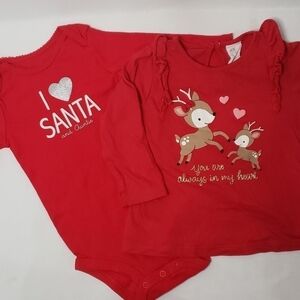 5/$30 H&M Deer Love Long Sleeve Ruffle + NWT Santa Aunt Onesie